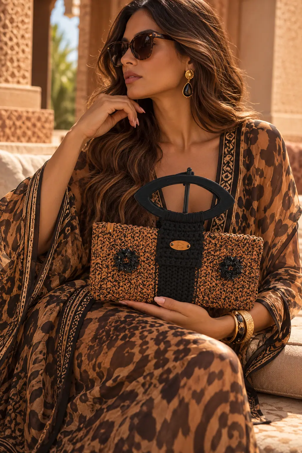 Pantera de Marrakech, llevada por una modelo